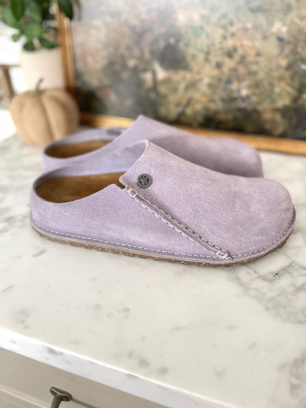 Birkenstock Zermatt Premium Clogs Purple Fog Lavender Suede 41 Women’s size 10